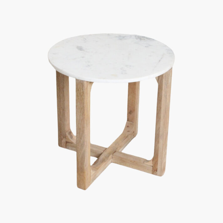 Marble side table round white