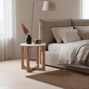 Marble side table round white