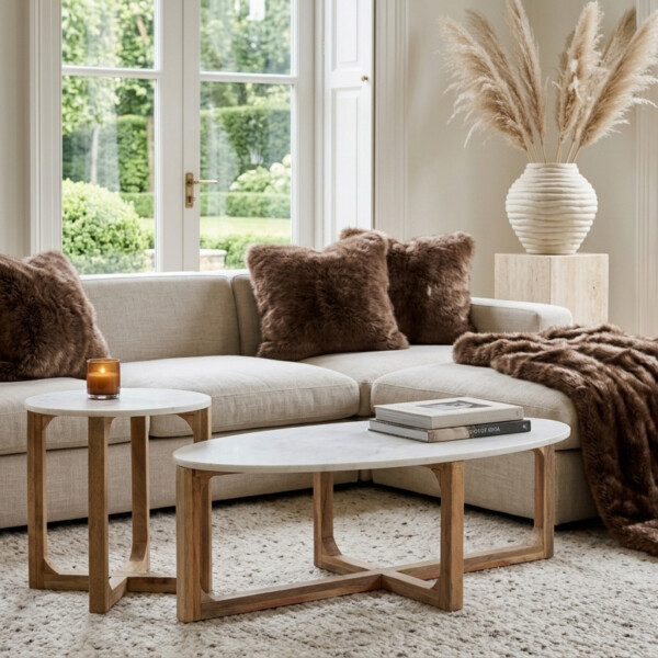 TAST00151_60 Marble side table round white