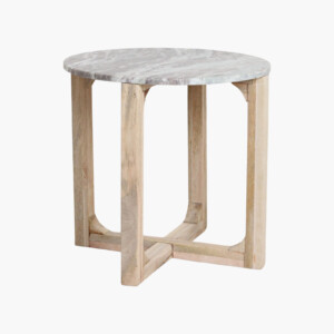Marble side table round brown