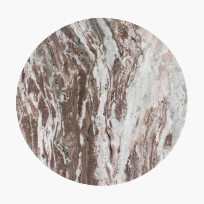 Marble side table round brown