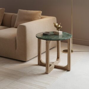Marble side table round green