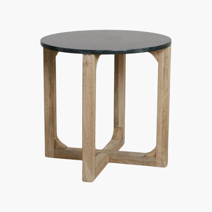 Marble side table round green