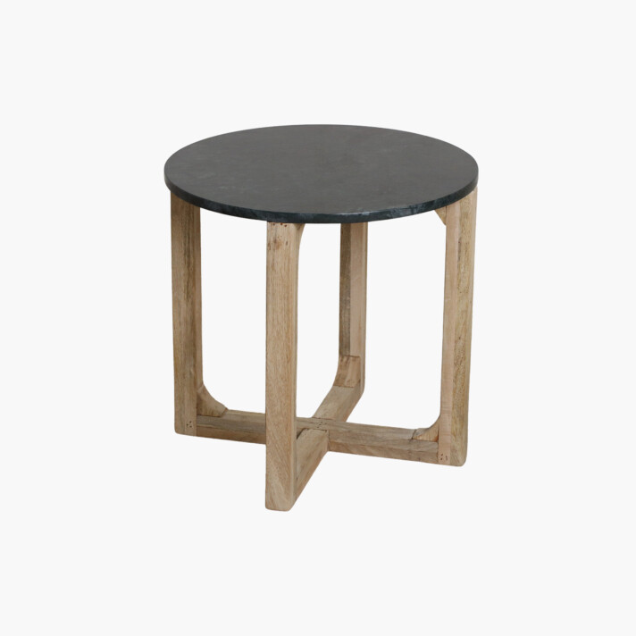 Marble side table round green