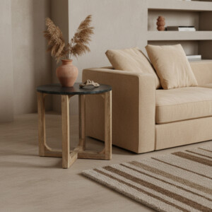 Marble side table round green