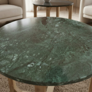 Marble side table round green