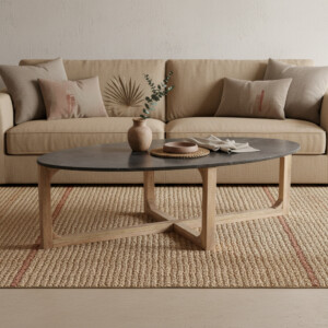 Marble coffeetable oval black