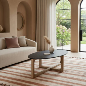 Marble coffeetable oval black