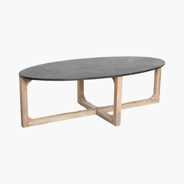 Marble coffeetable oval black