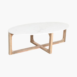 Marble coffee table oval white