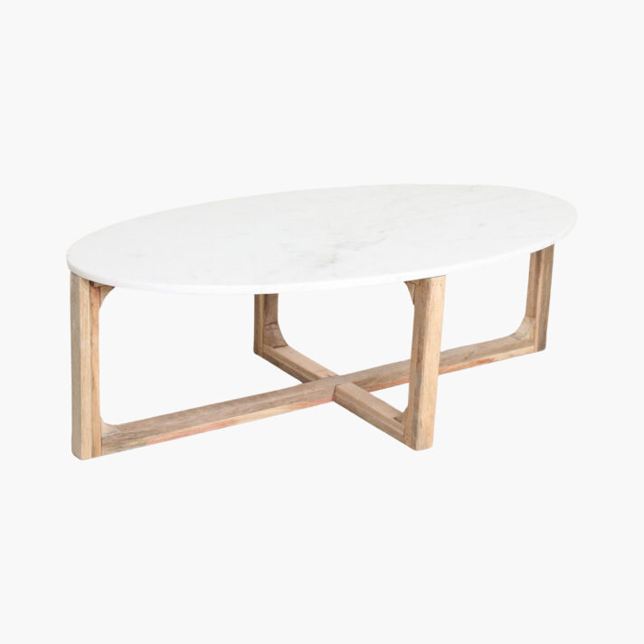 Marble coffee table oval white