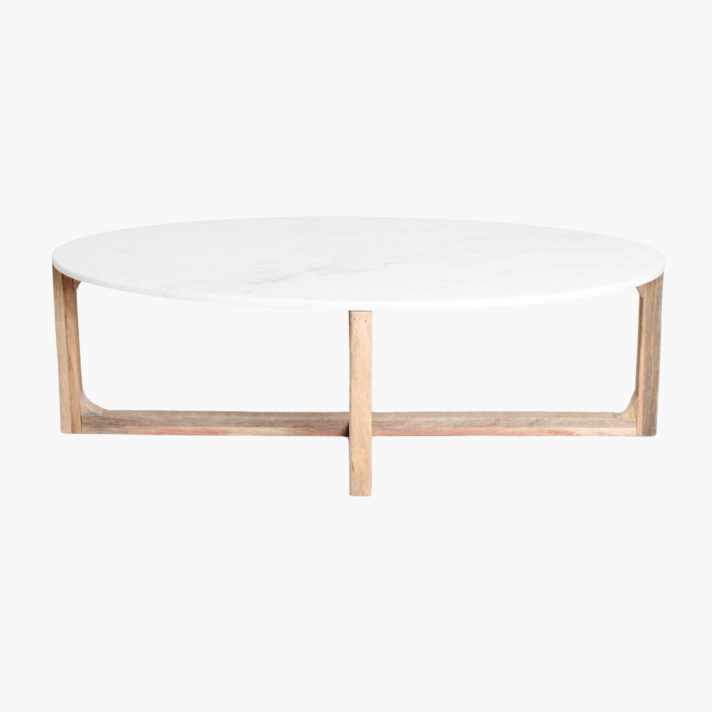 Marble coffee table oval white
