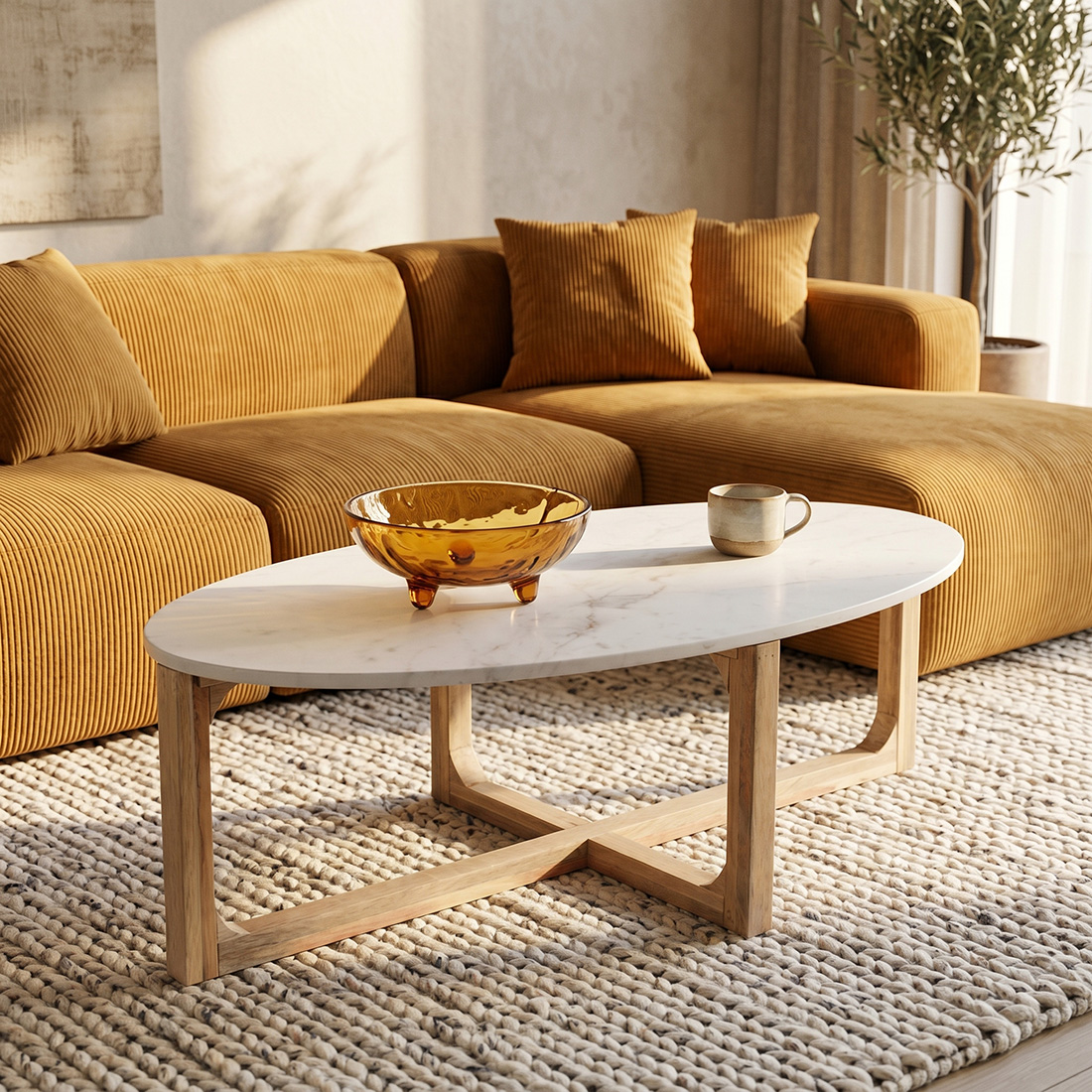 TAST00161_50 Marble coffee table oval white