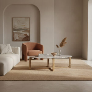 Marble coffee table oval brown