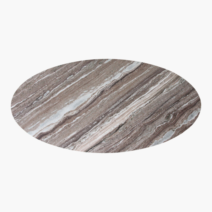 Marble coffee table oval brown