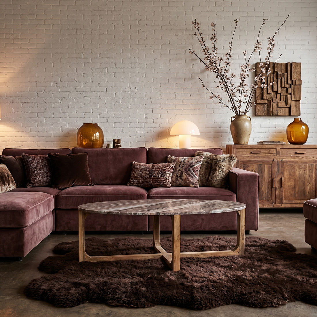 Marmeren salontafel ovaal bruin