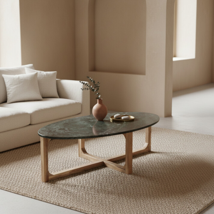 Marmeren salontafel ovaal groen