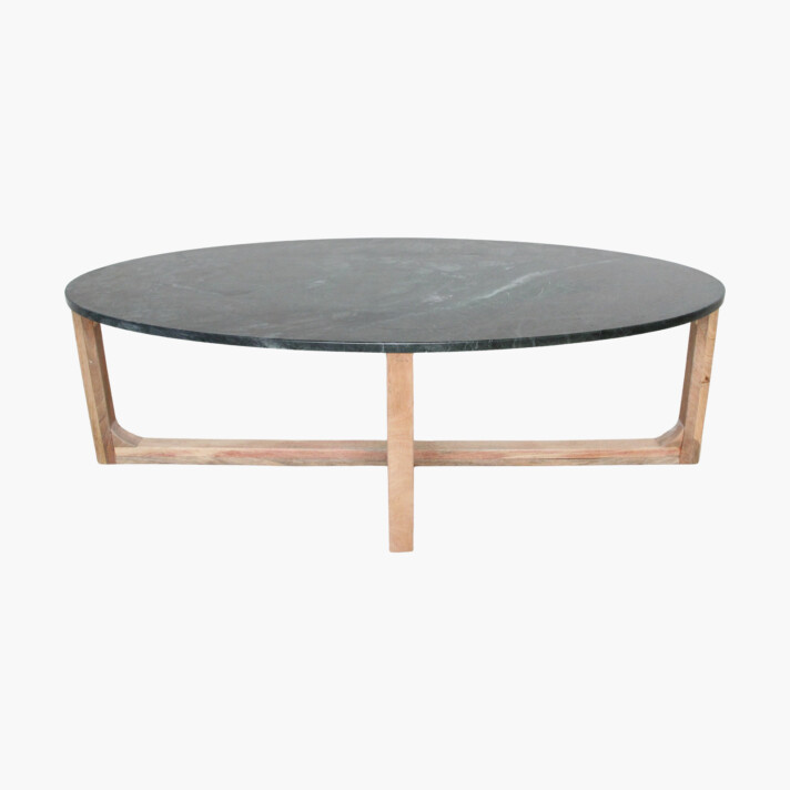 Marble coffee table oval green