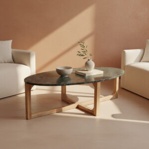 Marble coffee table oval green