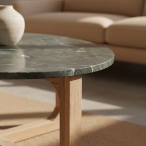 Marble coffee table oval green