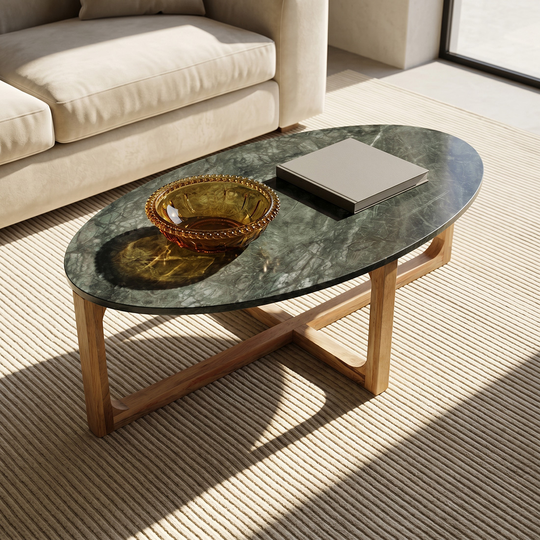 TAST00163_51 Marble coffee table oval green