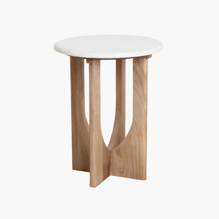 Kuching side table white marble