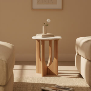 Kuching side table white marble