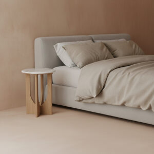 Kuching side table white marble