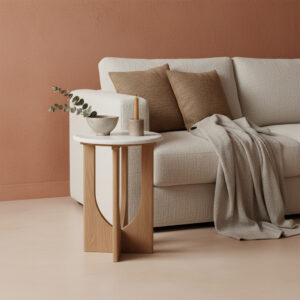 Kuching side table white marble