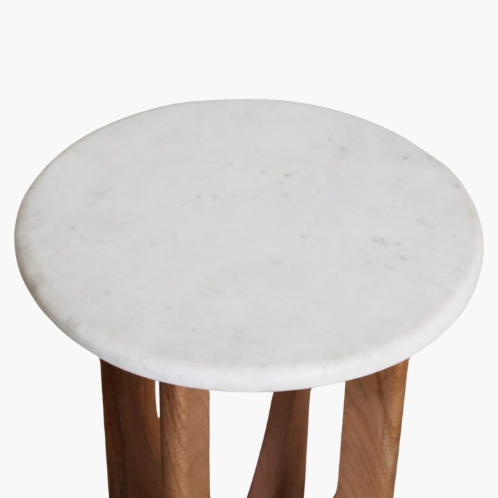 Kuching side table white marble