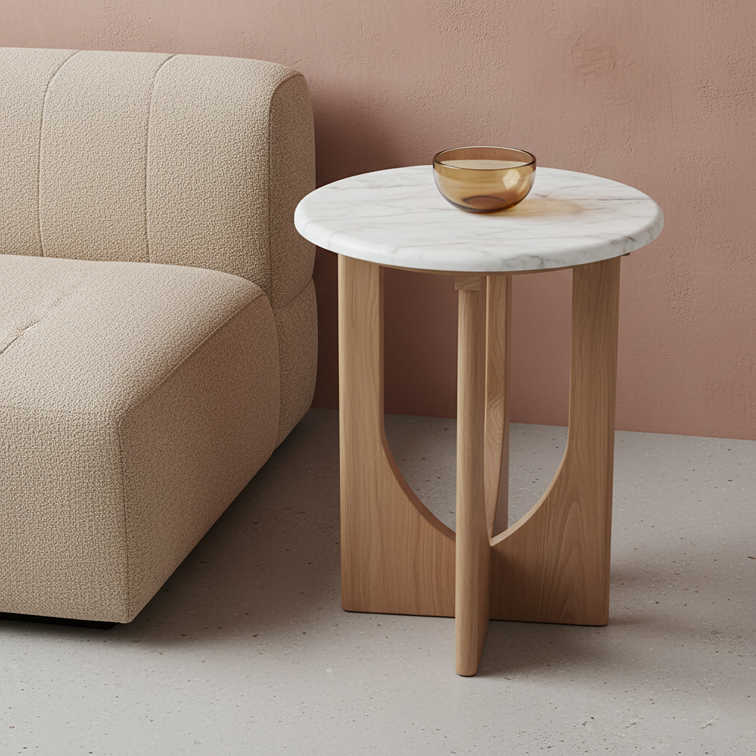 Kuching bijzettafel marmer wit