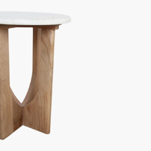 Kuching side table white marble