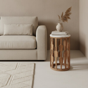 Atjeh side table white marble