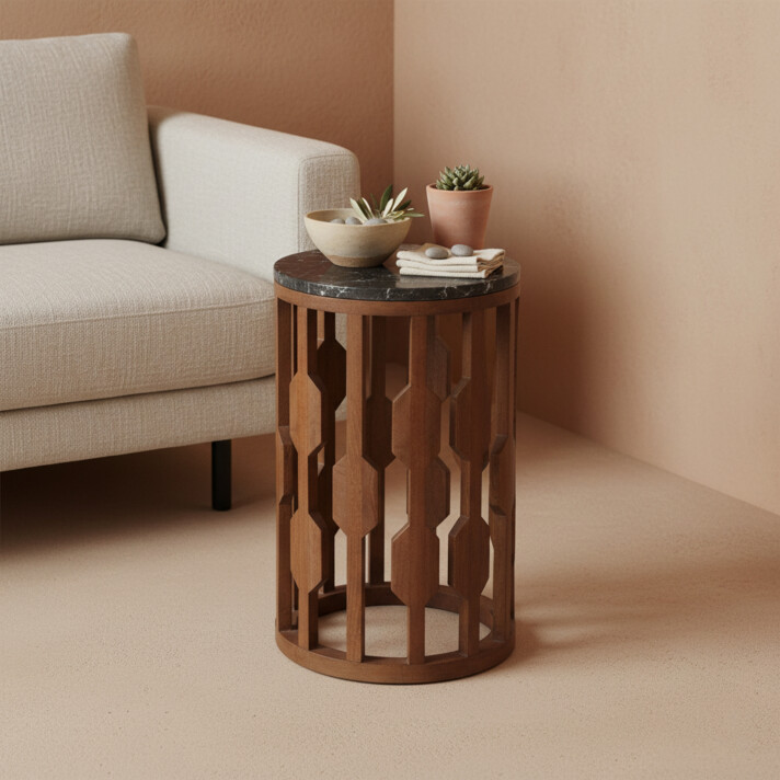 Lampung bijzettafel marmer zwart