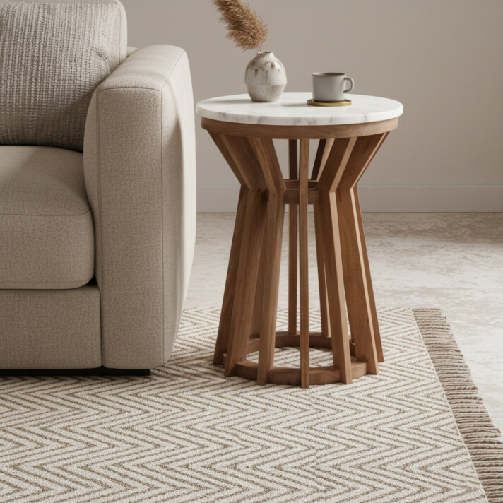 Sarawak bijzettafel marmer wit