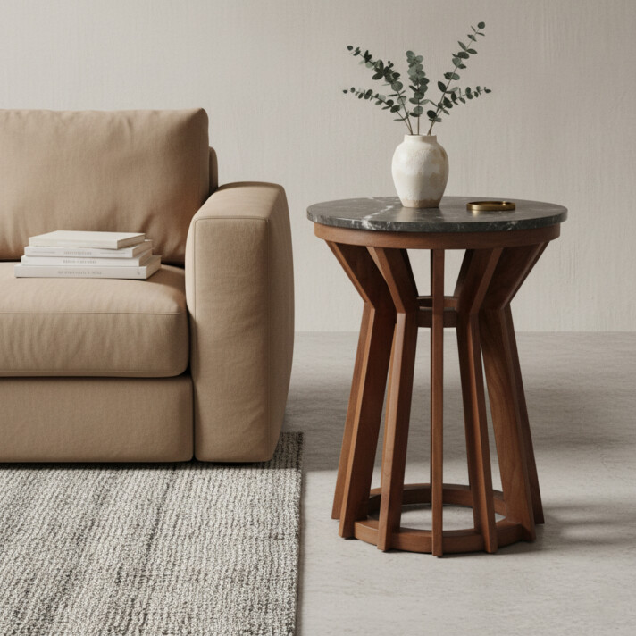 Sabah side table black marble