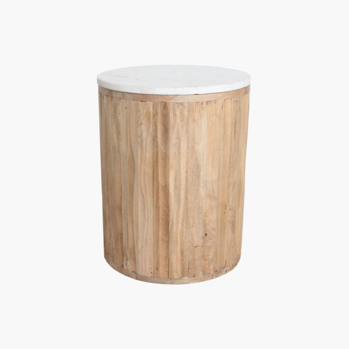 Malakka side table white marble