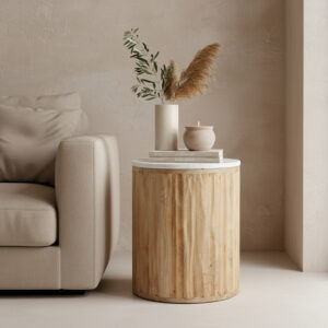 Malakka side table white marble