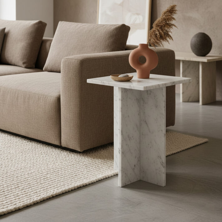 Beijing side table white marble