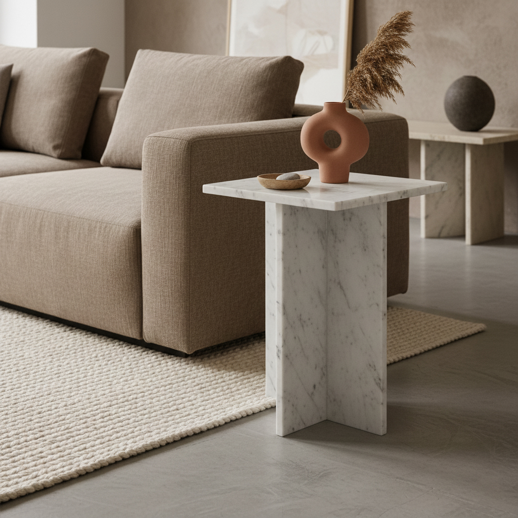 Beijing bijzettafel wit marmer