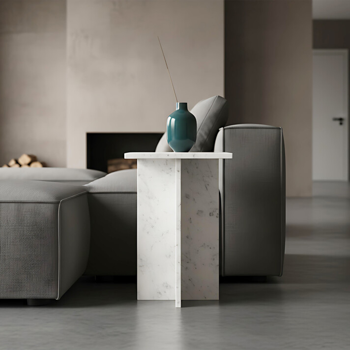 Beijing side table white marble