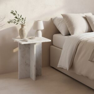 Beijing side table white marble