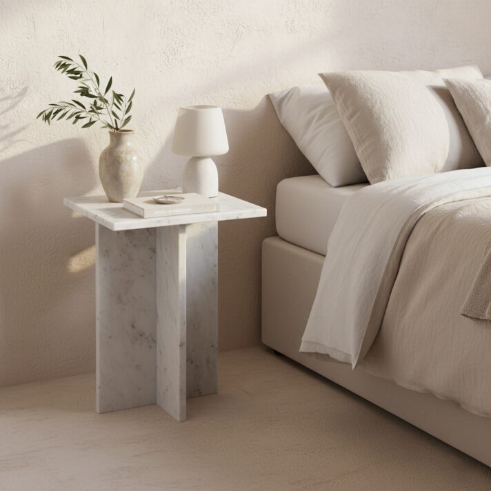 Beijing side table white marble