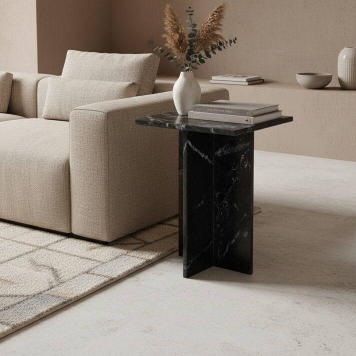Shanghai side table black marble