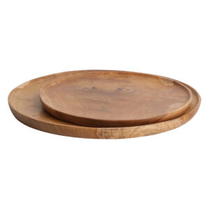 Ronde teakhouten schaal L, 38 cm