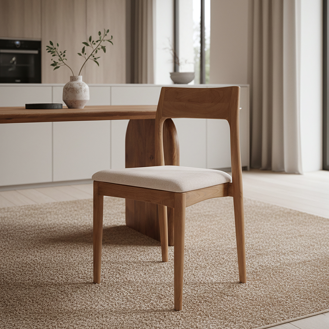 Freya teak dining chair cream