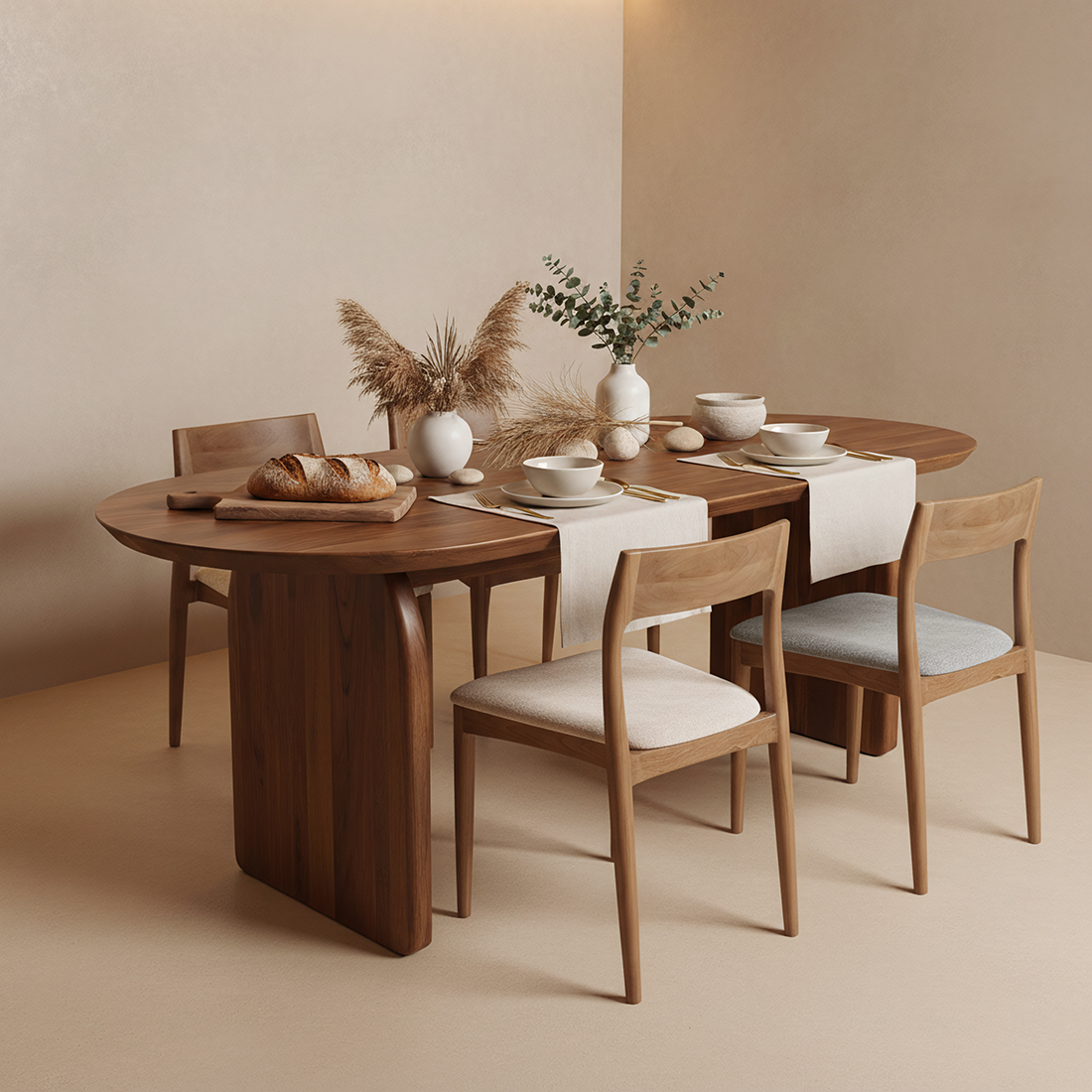 Freya teak dining chair cream - Image 2