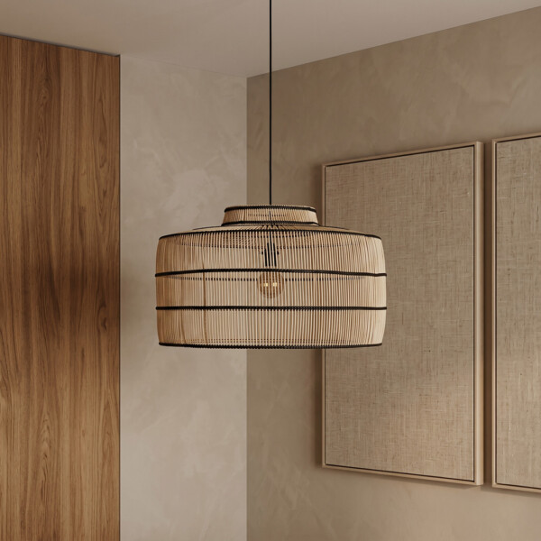 LIRA00920_40 Stella rattan pendant light with dark details, 61 x 61 x 36 cm