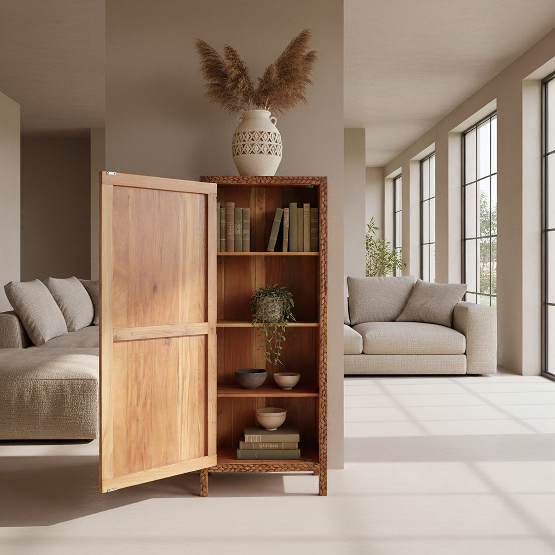 Farmwood 1-door cabinet chiseled