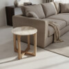 Marble side table round cream